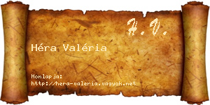 Héra Valéria névjegykártya